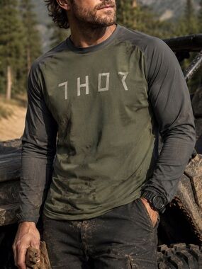 Thor Motocross Terrain Jersey Men’s 3X Olive Gray Long Sleeve Off Road Riding